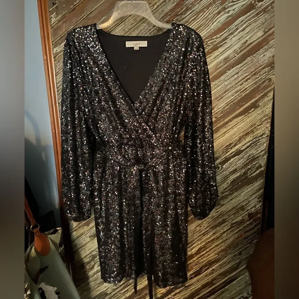 Ann Taylor Loft sequins wrap dress
